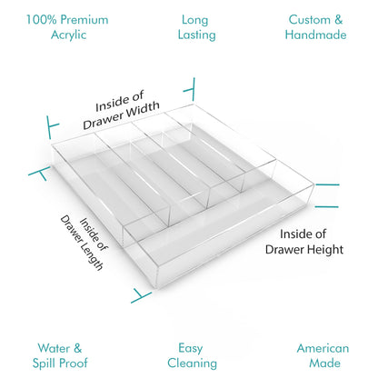 Mlkstudi Clear Acrylic Drawer Organizer Insert - Custom-Cut Premium Modular Divider for Vanity, Kitchen & Office Drawer