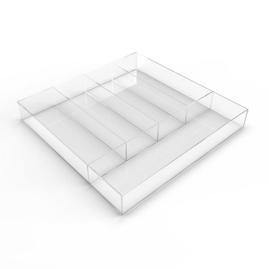 Mlkstudi Clear Acrylic Drawer Organizer Insert - Custom-Cut Premium Modular Divider for Vanity, Kitchen & Office Drawer