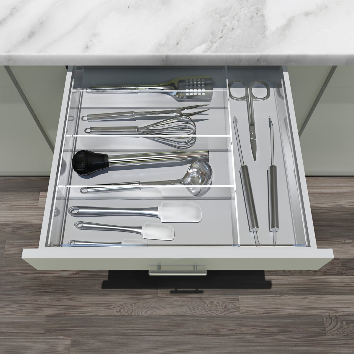 Mlkstudi Clear Acrylic Drawer Organizer Insert - Custom-Cut Premium Modular Divider for Vanity, Kitchen & Office Drawer
