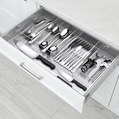 Mlkstudi Clear Acrylic Drawer Organizer Insert - Custom-Cut Premium Modular Divider for Vanity, Kitchen & Office Drawer